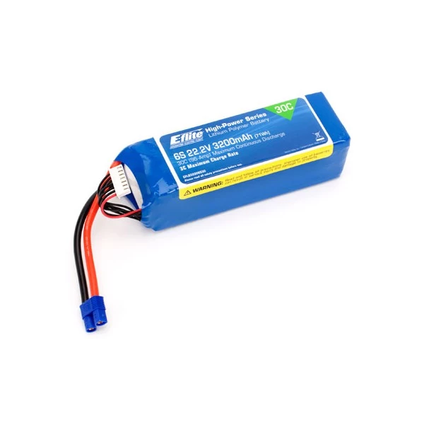E-Flite 3200mAh 6S 22.2V 30C LiPo, 12AWG EC3 1 E-Flite 3200mAh 6S 22.2V 30C LiPo, 12AWG EC3