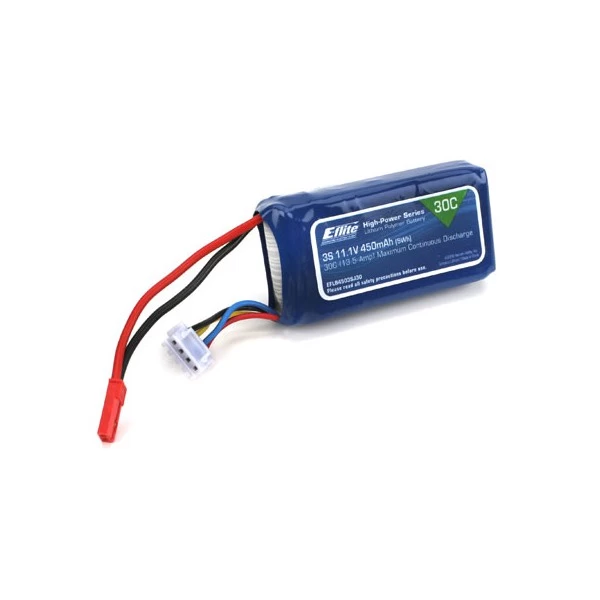 E-Flite 450mAh 3S 11.1V 30C LiPo: 18AWG JST 1 E-Flite 450mAh 3S 11.1V 30C LiPo: 18AWG JST